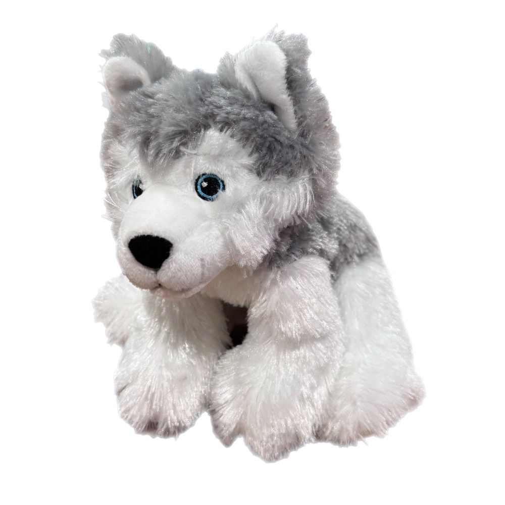 Stuffed Animal House Husky Plush Grey White Blue Eyes Canada Maple Leaf 9 inch
